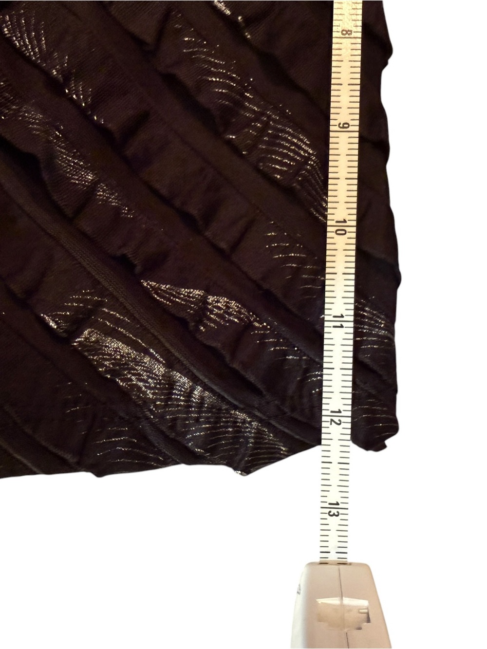 JohnPaulRichard Women's Black Ruffled Diagonal Stripe Tunic Top, size XL - Picture 8 of 11